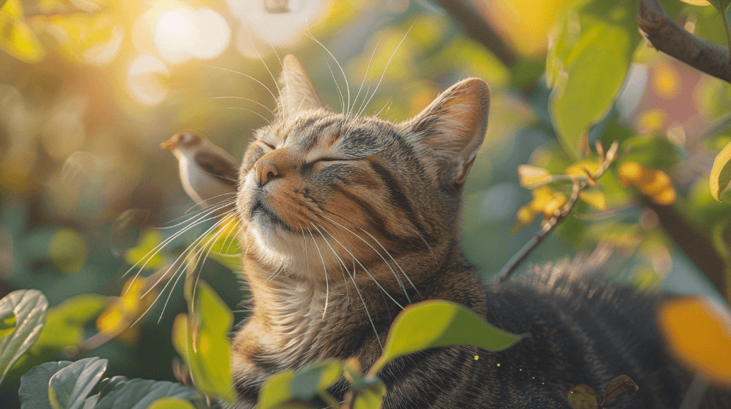 گربه در حال گوش دادن به صدای پرندهها